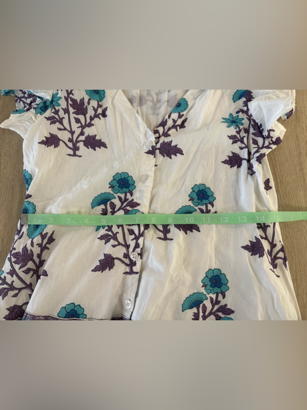 Victoria Dunn Long Maxi Dress White Blue Flowy Block Print Size Small Boho - Picture 3 of 13